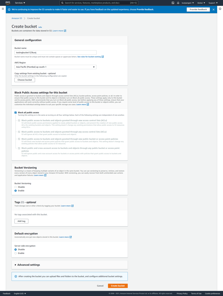 Creating Free Tier AWS account with Free S3 storage account